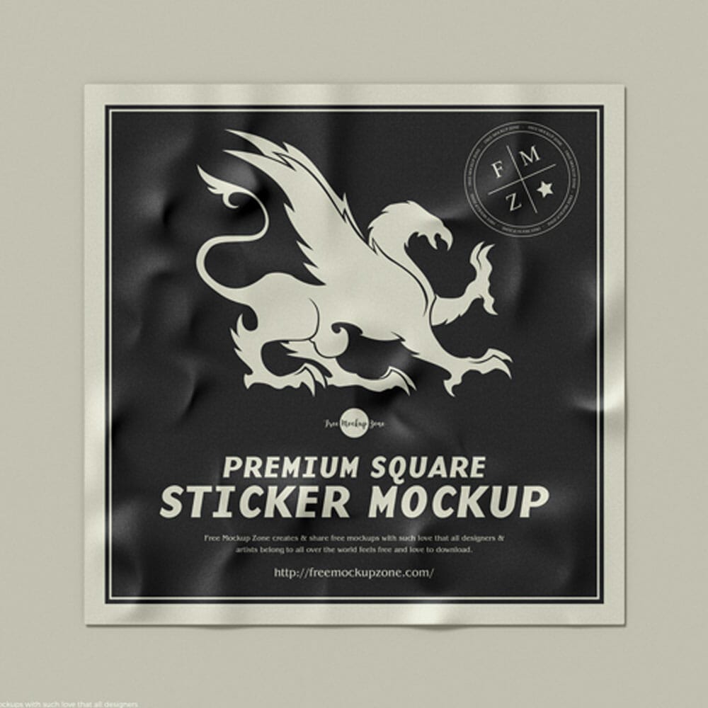 Free Premium Square Sticker Mockup