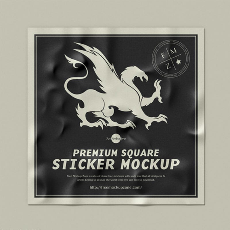 Free Premium Square Sticker Mockup