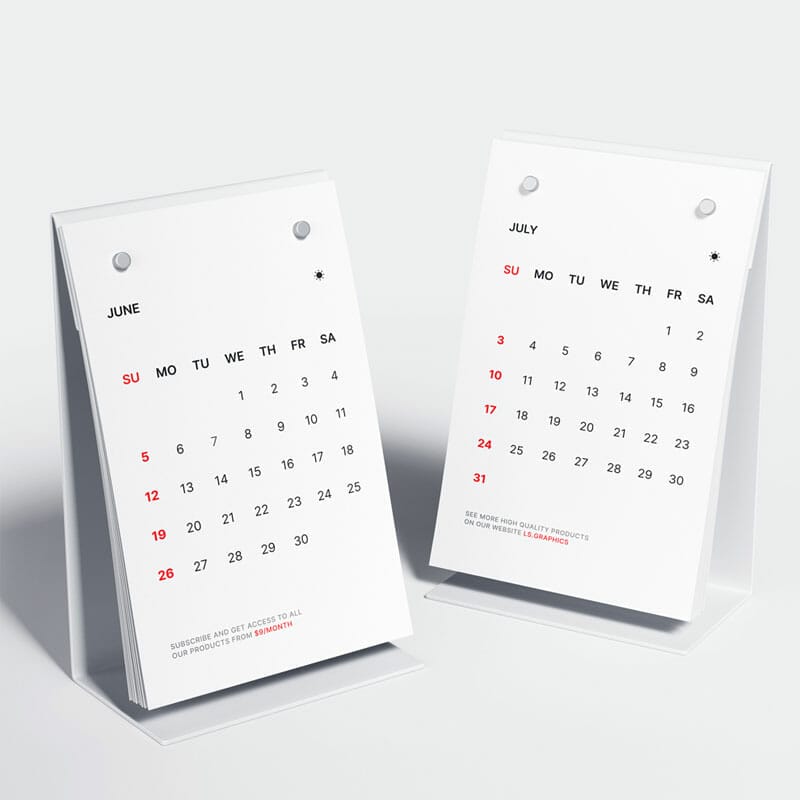 Free Realistic Desk Calendars Mockup