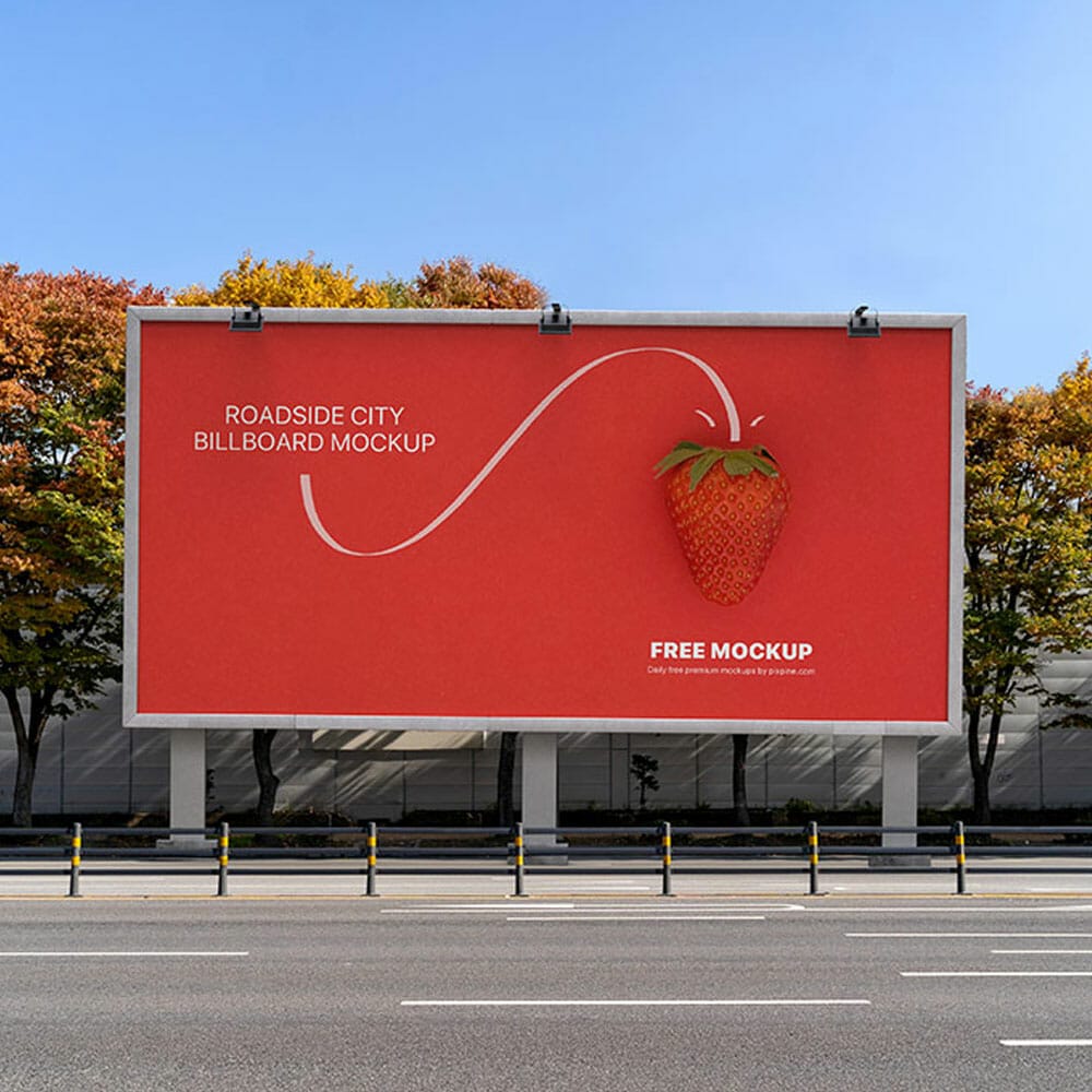 Free Roadside City Billboard Mockup