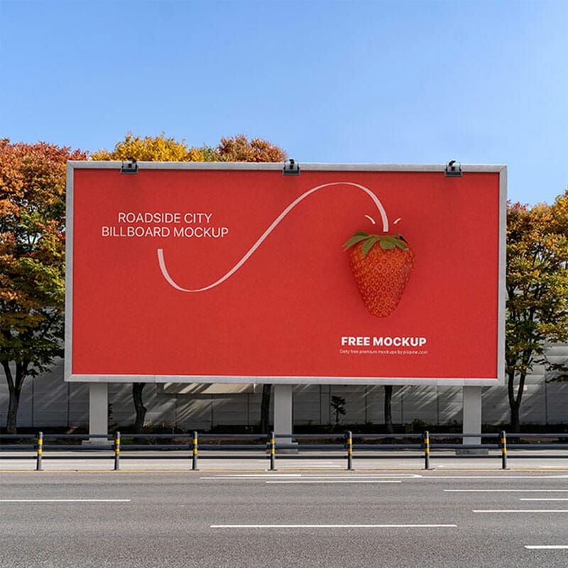 Free Roadside City Billboard Mockup