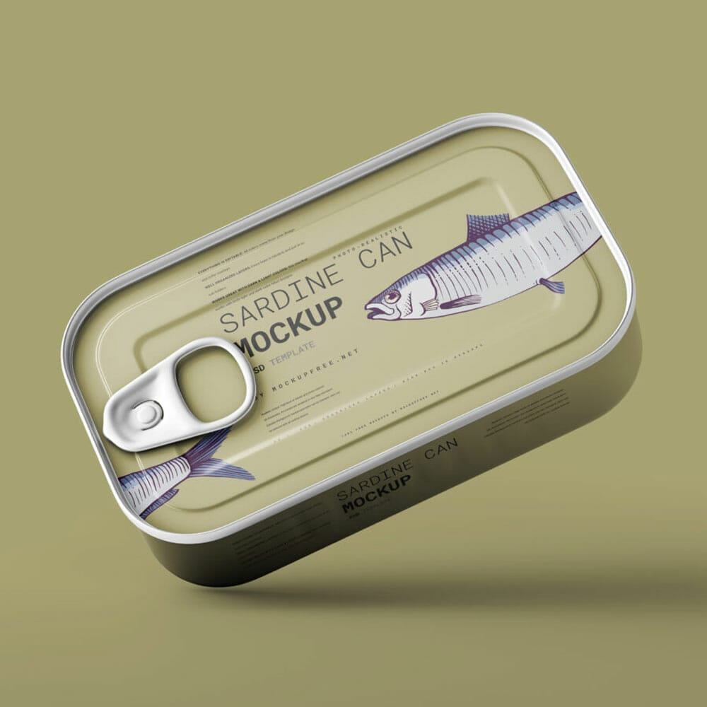 Free Sardine Can Mockup