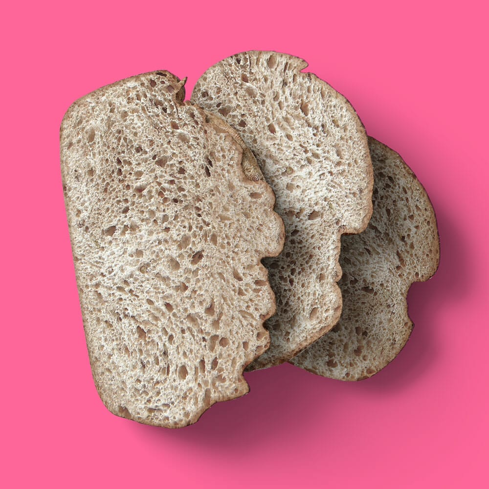 Free Sliced Gray Wheat Bread Mockup Top View PSD