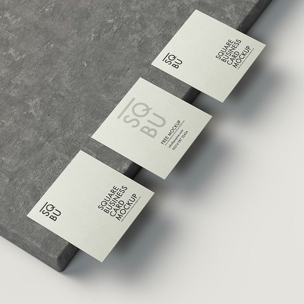 Free Square Business Card Mockup