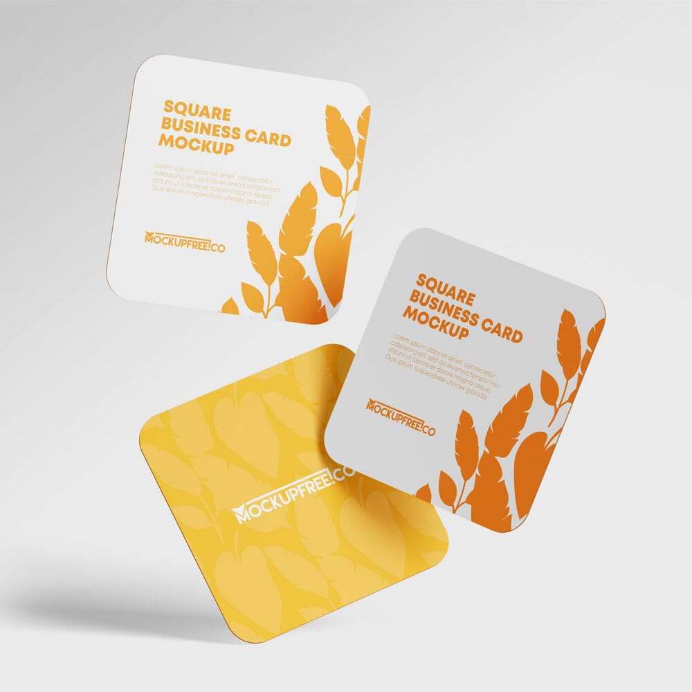 Free Square Business Cards PSD Mockups