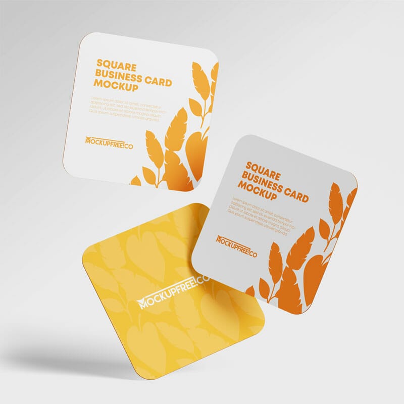 Free Square Business Cards PSD Mockups