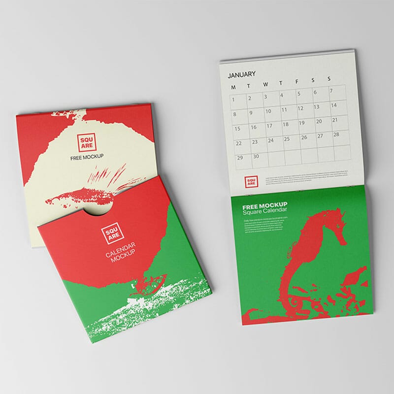Free Square Calendar Mockup PSD