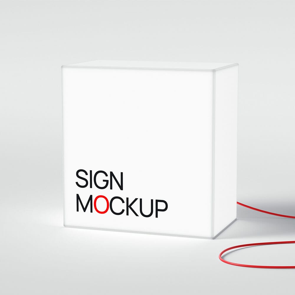 Free Square Lightbox Sign Mockup