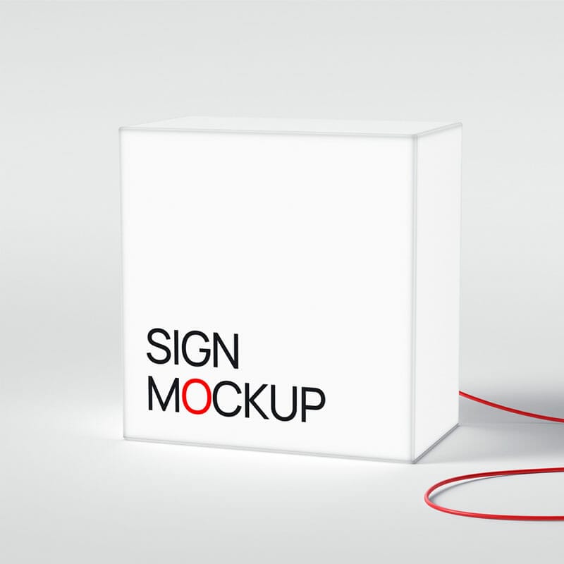 Free Square Lightbox Sign Mockup