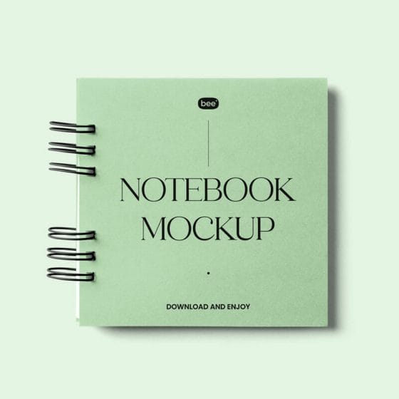 Free Square Notebook Mockup