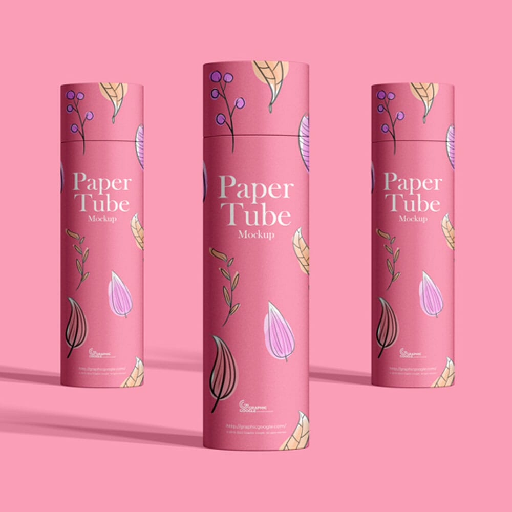 Free Stand Up Branding Paper Tube Mockup