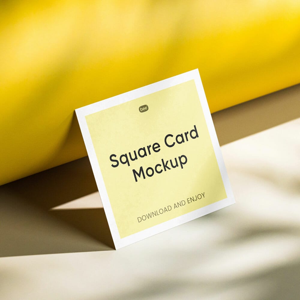 Free Standing Perspective Square Card Mockup PSD