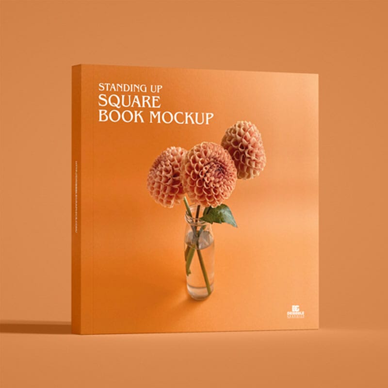 Free Standing Up Square Book Mockup