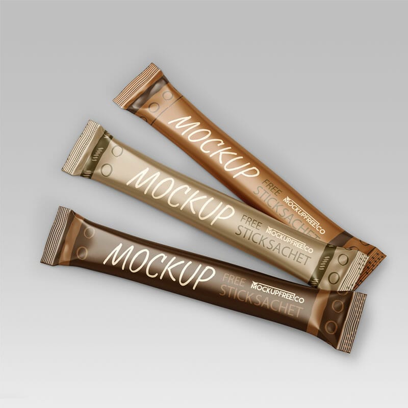 Free Stick Sachet Mockup In PSD