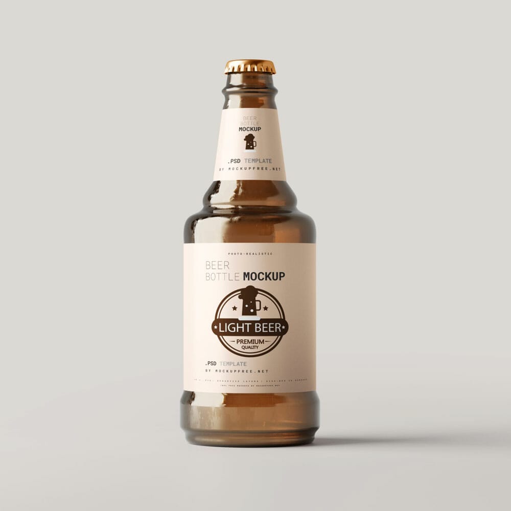 Free Stubby Beer Bottle Mockups PSD