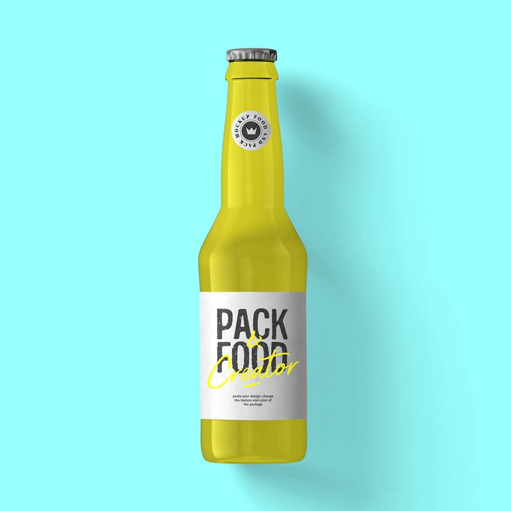 Free Top View Juice Bottle Mockup PSD