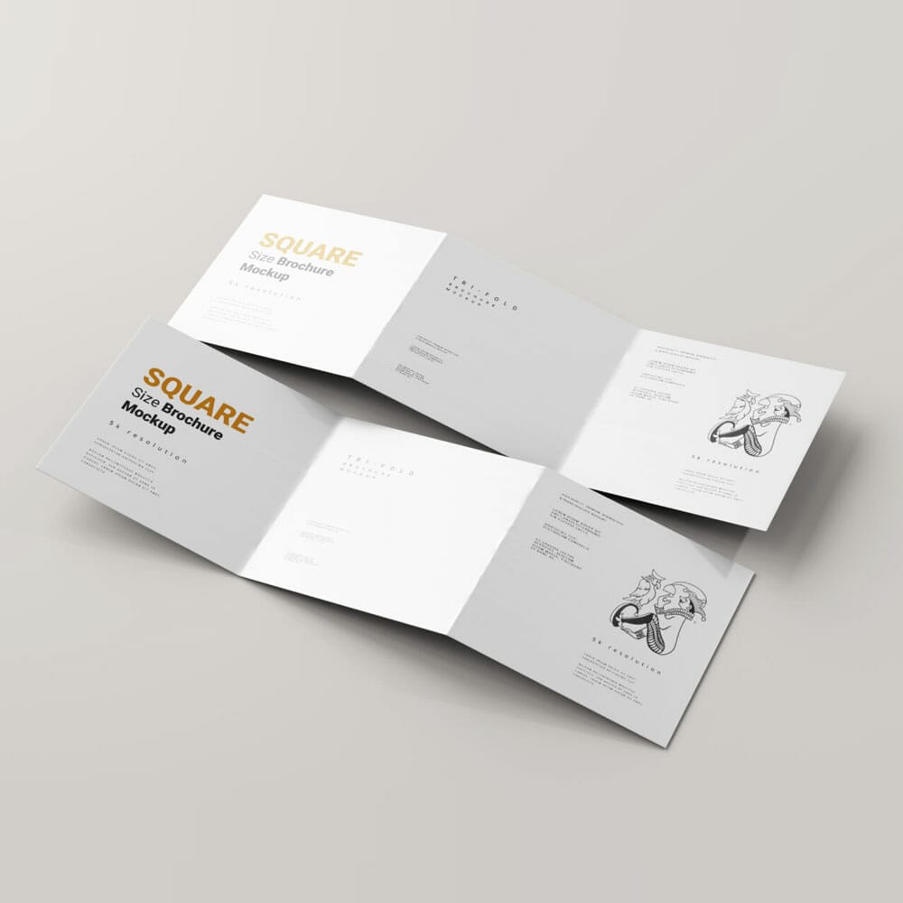 Free Tri-Fold Square Brochure Mockups