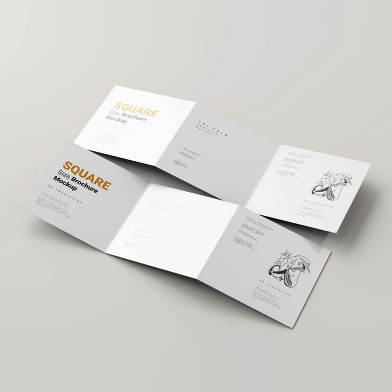 Free Tri-Fold Square Brochure Mockups