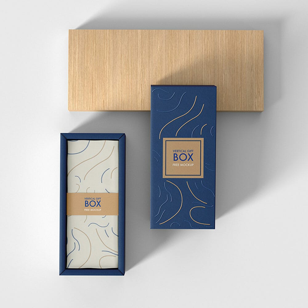 Free Vertical Gift Box Mockup