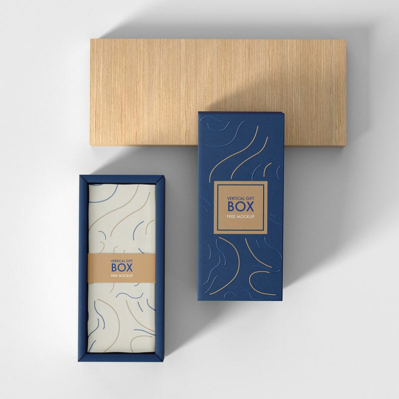 Free Vertical Gift Box Mockup