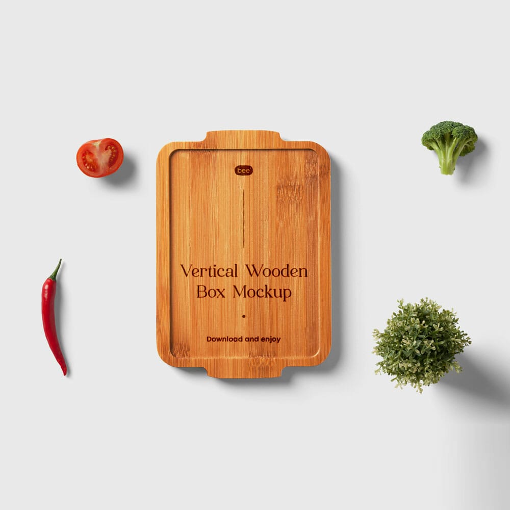 Free Vertical Wooden Desk Mockup