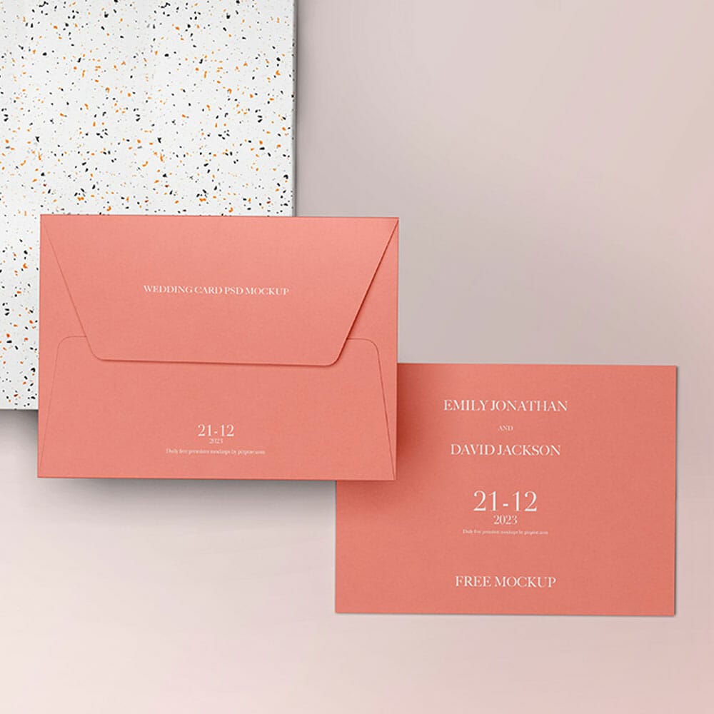 Free Wedding Card PSD Mockup