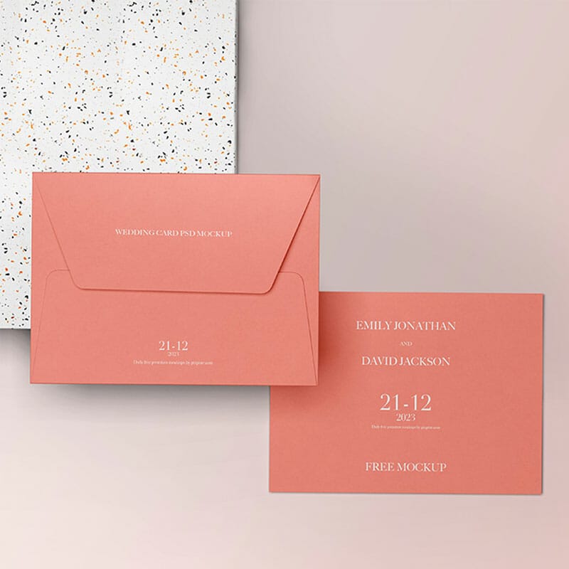 Free Wedding Card PSD Mockup