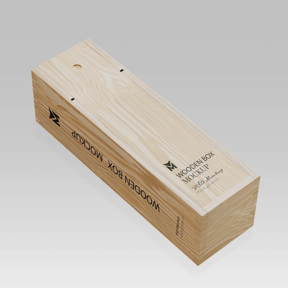 Free Wooden Box Mockup PSD Template