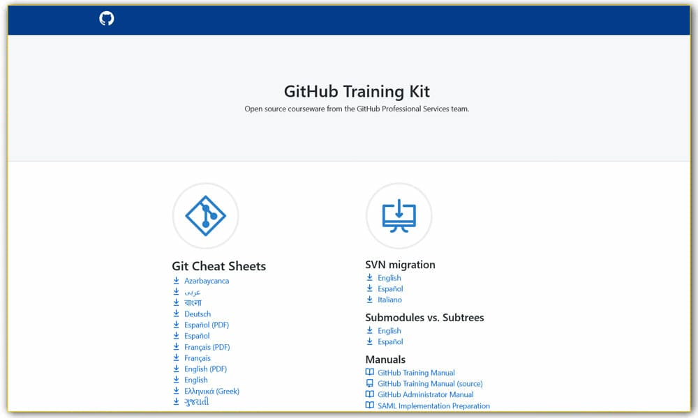 GitHub Training Kit - GitHub Cheatsheets