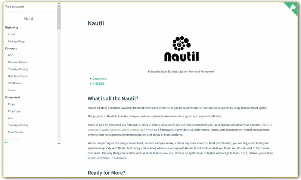 Nautil – Enterprise Level Business System Frontend Framework