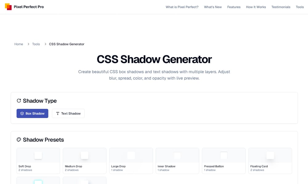 Pixel Perfect Pro CSS Shadows
