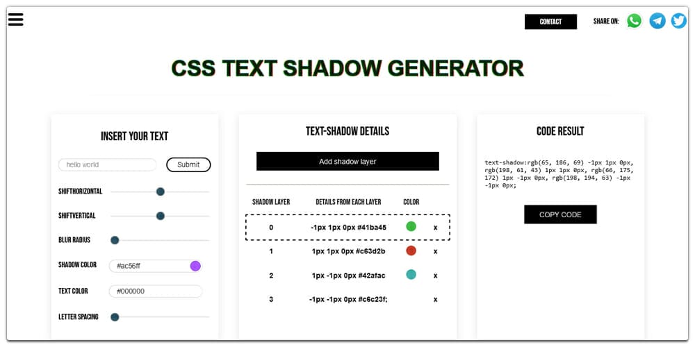 Text shadow generator