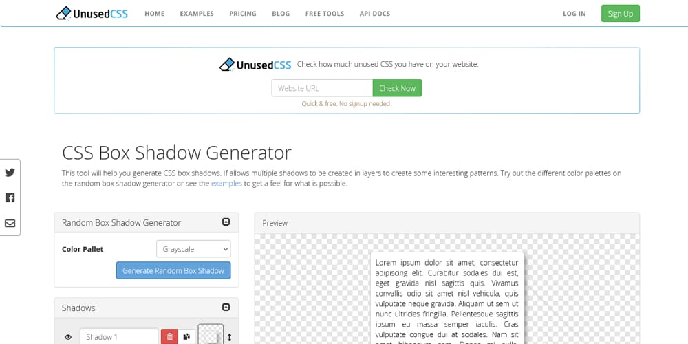 UnusedCSS CSS Box Shadow Generator