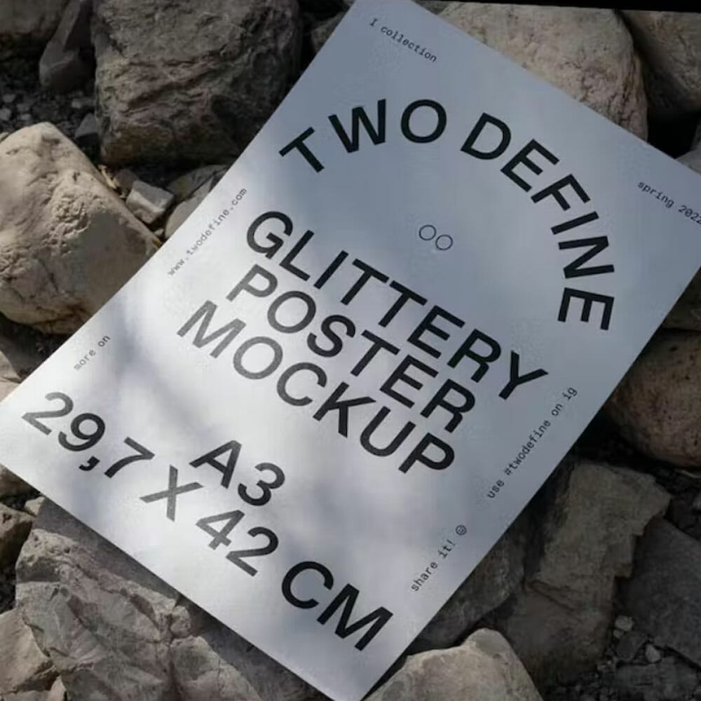 A3 Glittery Poster Mockup PSD