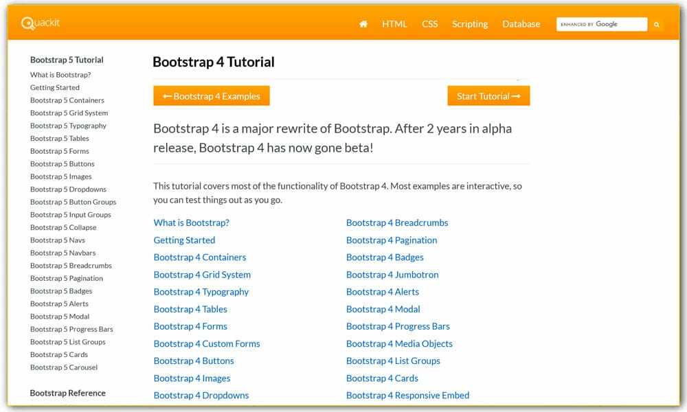 Bootstrap 4 Tutorial | Quackit