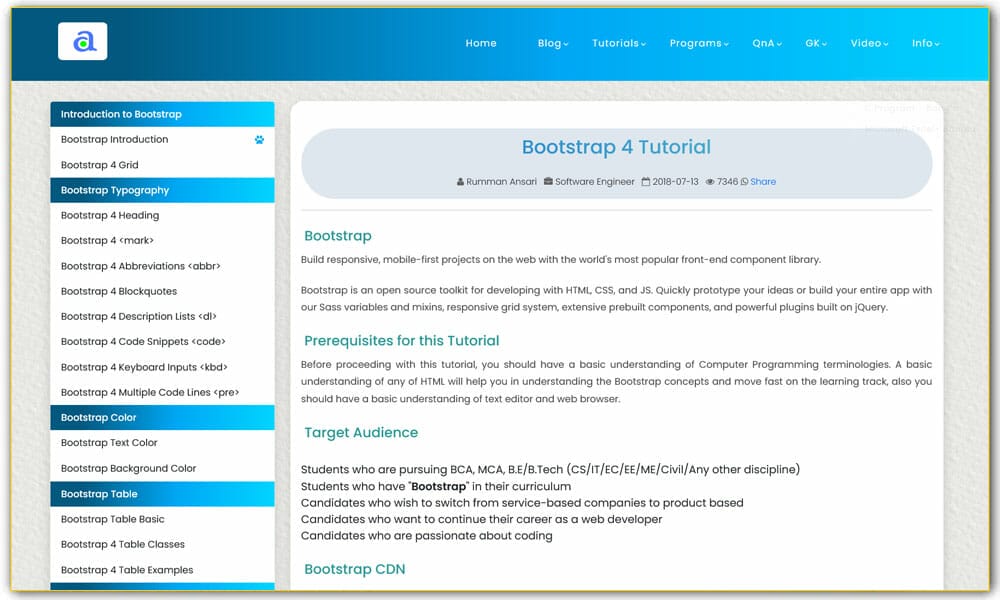 Bootstrap 4 Tutorial | atnyla