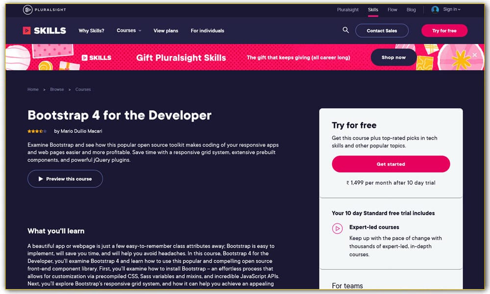 Bootstrap 4 for the Developer | Pluralsight
