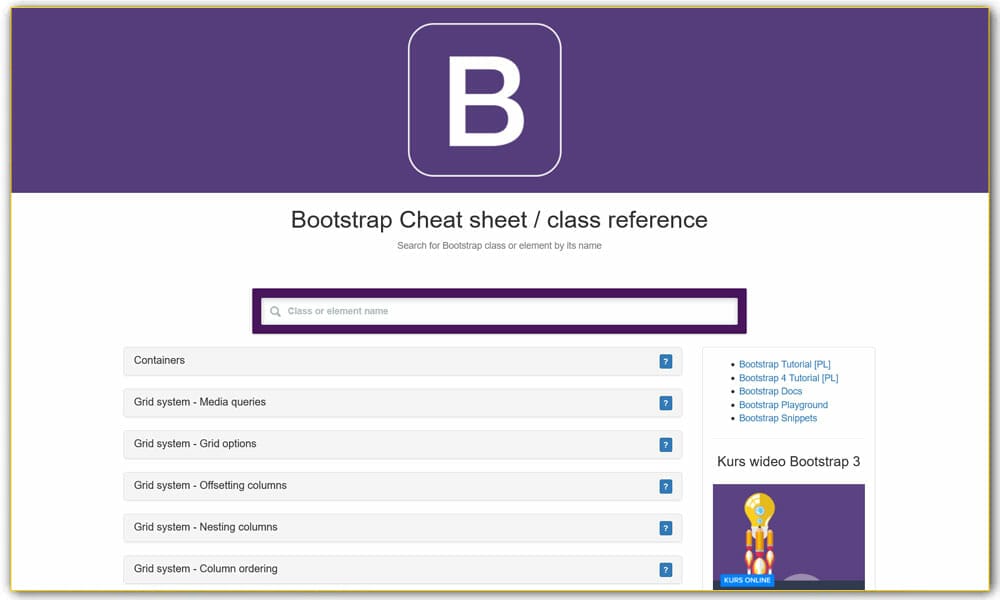 Bootstrap Cheat Sheet / class reference