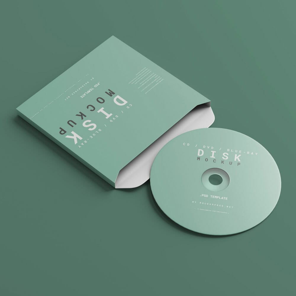 CD, DVD or Blue-Ray Disc With Box Mockups PSD