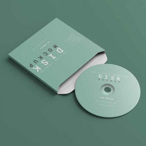 CD, DVD or Blue-Ray Disc With Box Mockups PSD