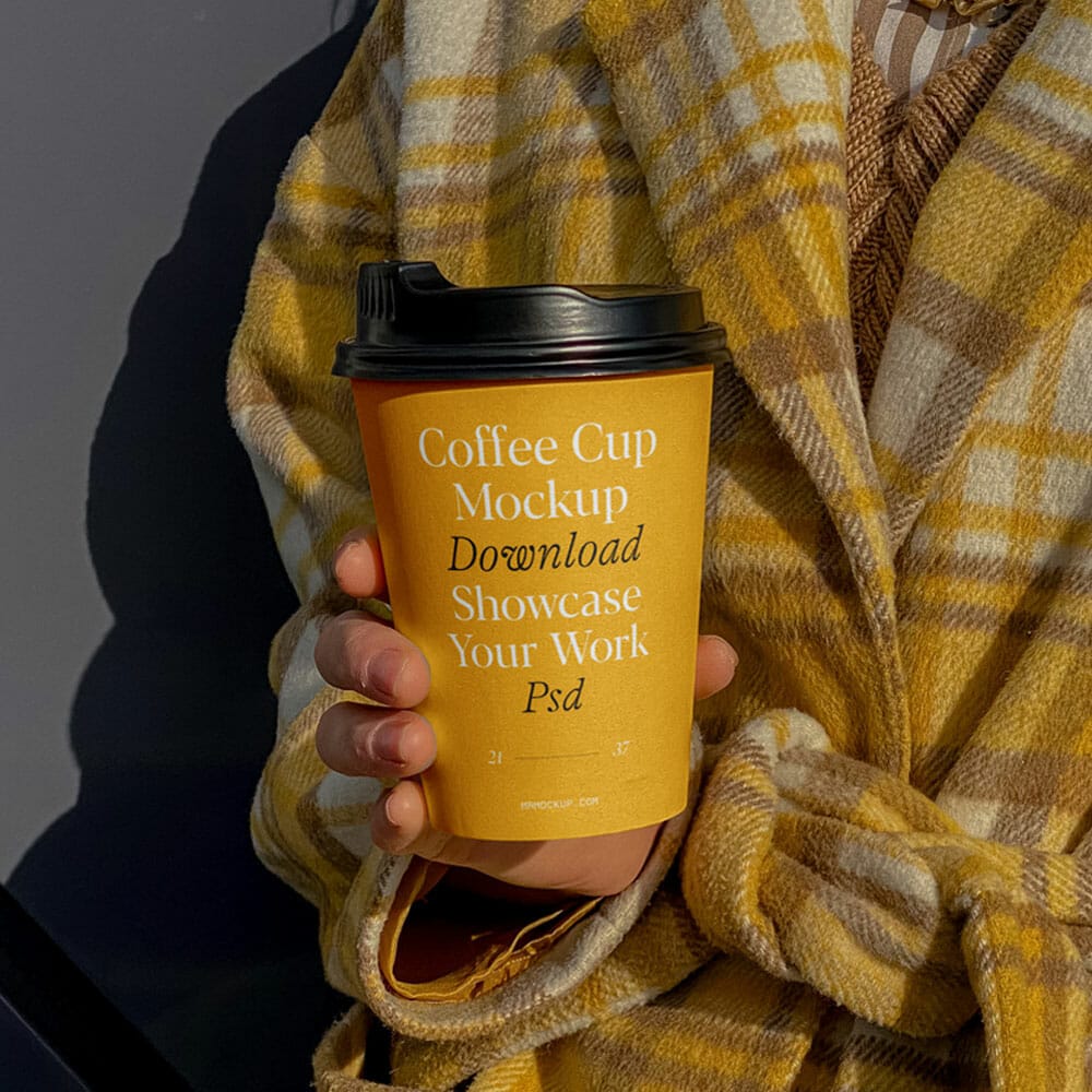 Coffee Cup With Men In Bathrobe Mockup
