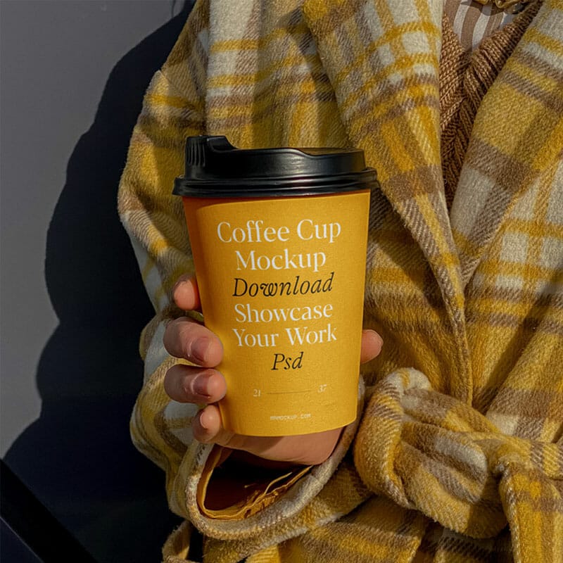 Coffee Cup With Men In Bathrobe Mockup