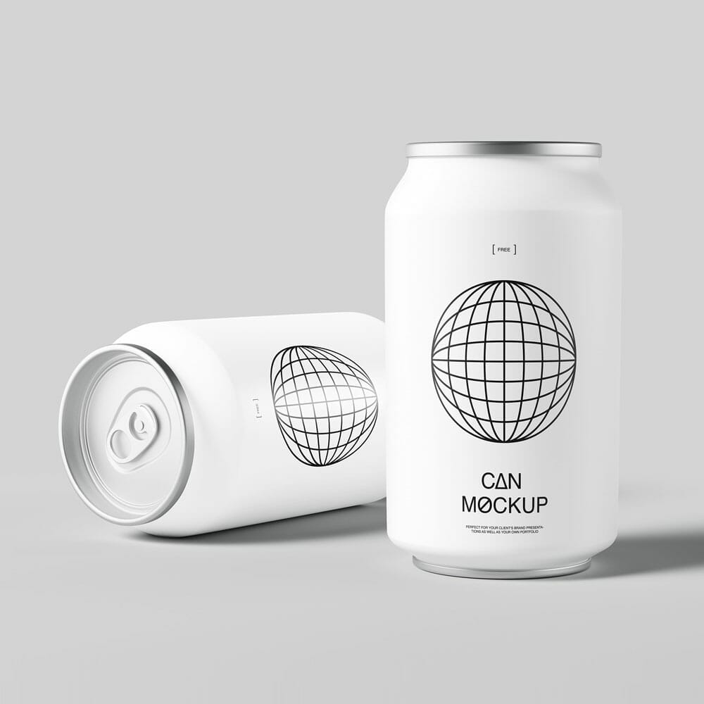 Free 2 Tin Can Highest Quality Mockup