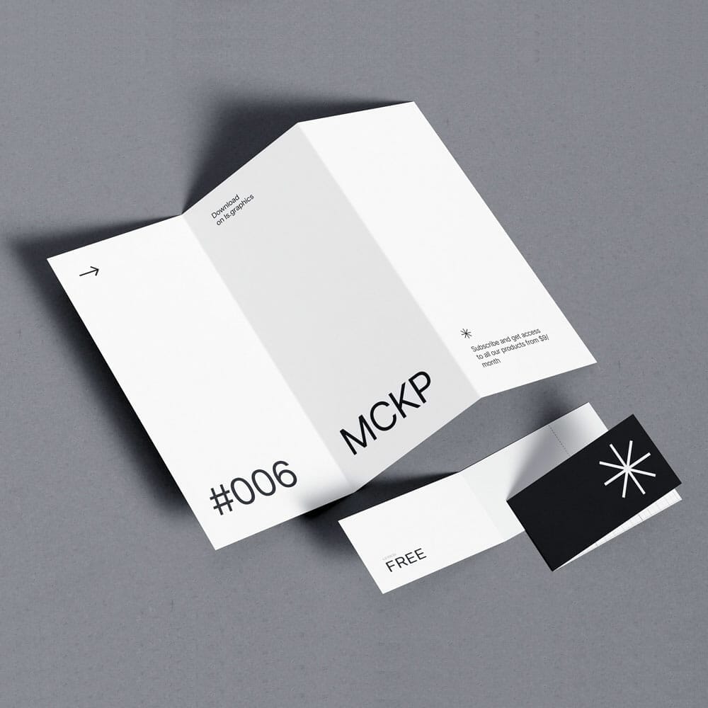 Free 3-fold And Small Landscape Brochures Mockup