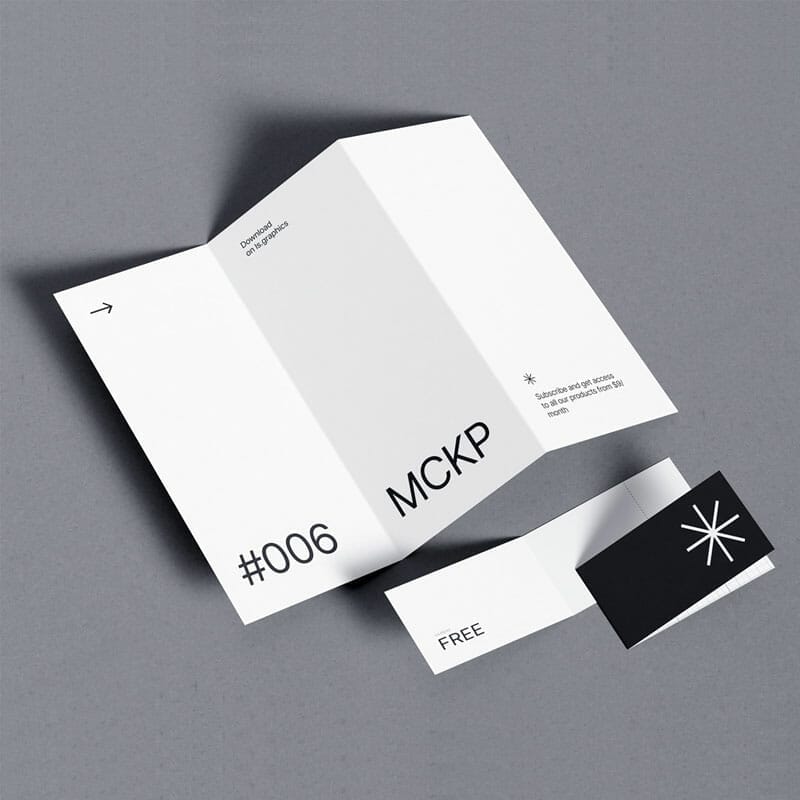 Free 3-fold And Small Landscape Brochures Mockup