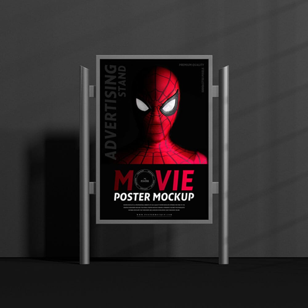 Free Advertising Stand Movie Poster Mockup