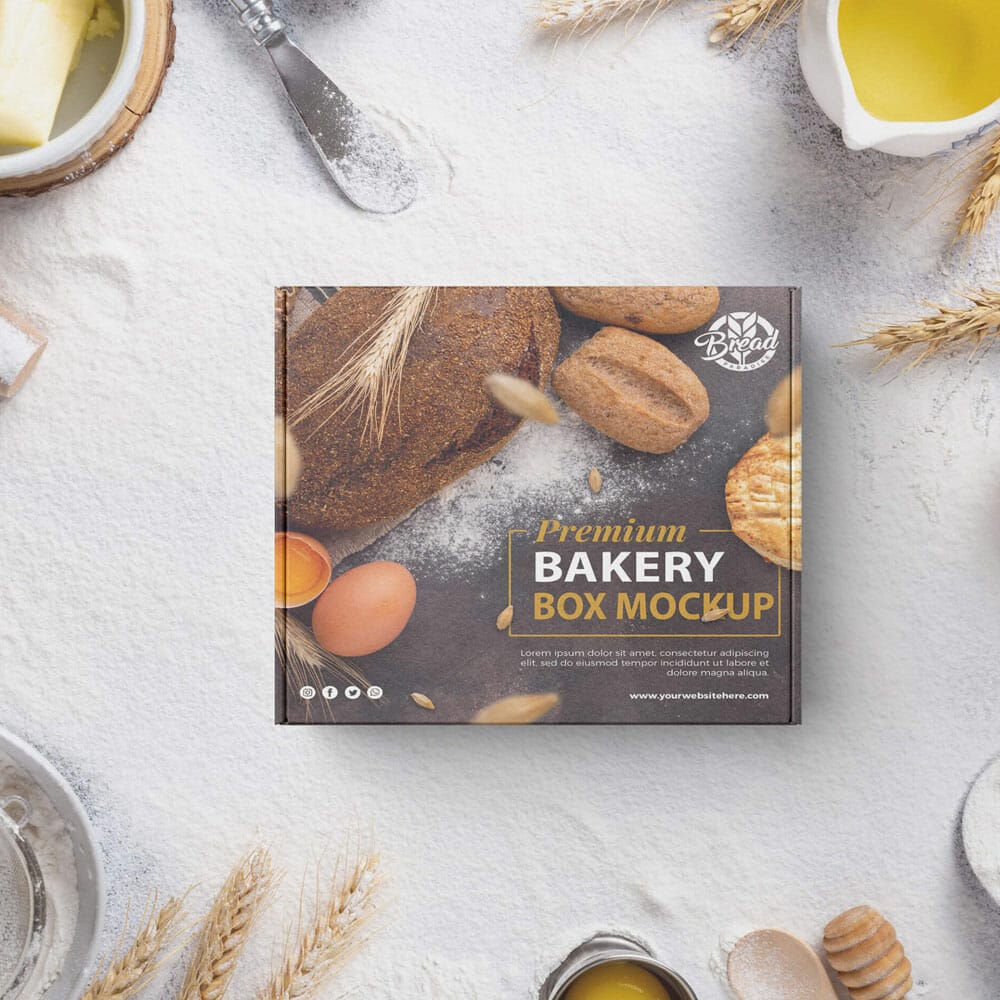 Free Bakery Box Mockup PSD Template