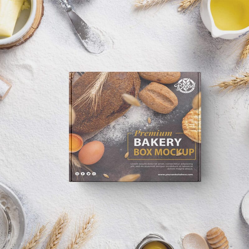 Free Bakery Box Mockup PSD Template