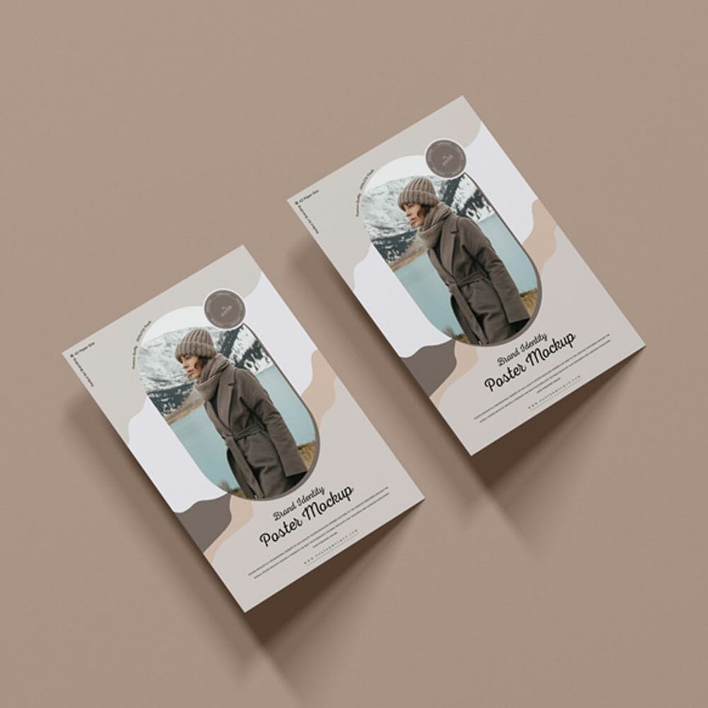 Free Brand Identity A3 Poster Mockup PSD