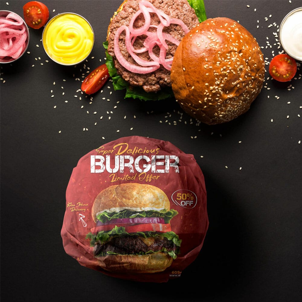 Free Burger Packaging Mockup PSD Template